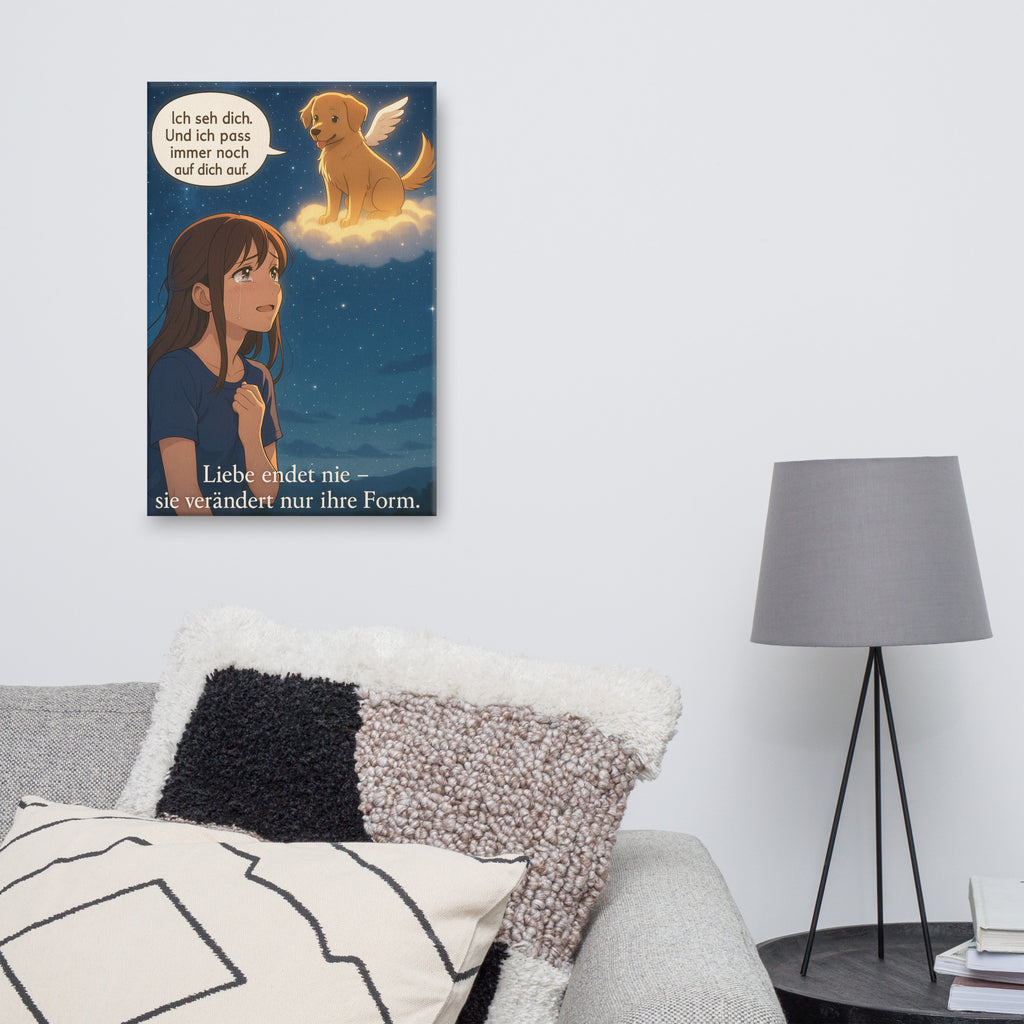 Engelhund – Anime Leinwand 40×60 cm | Liebe endet nie