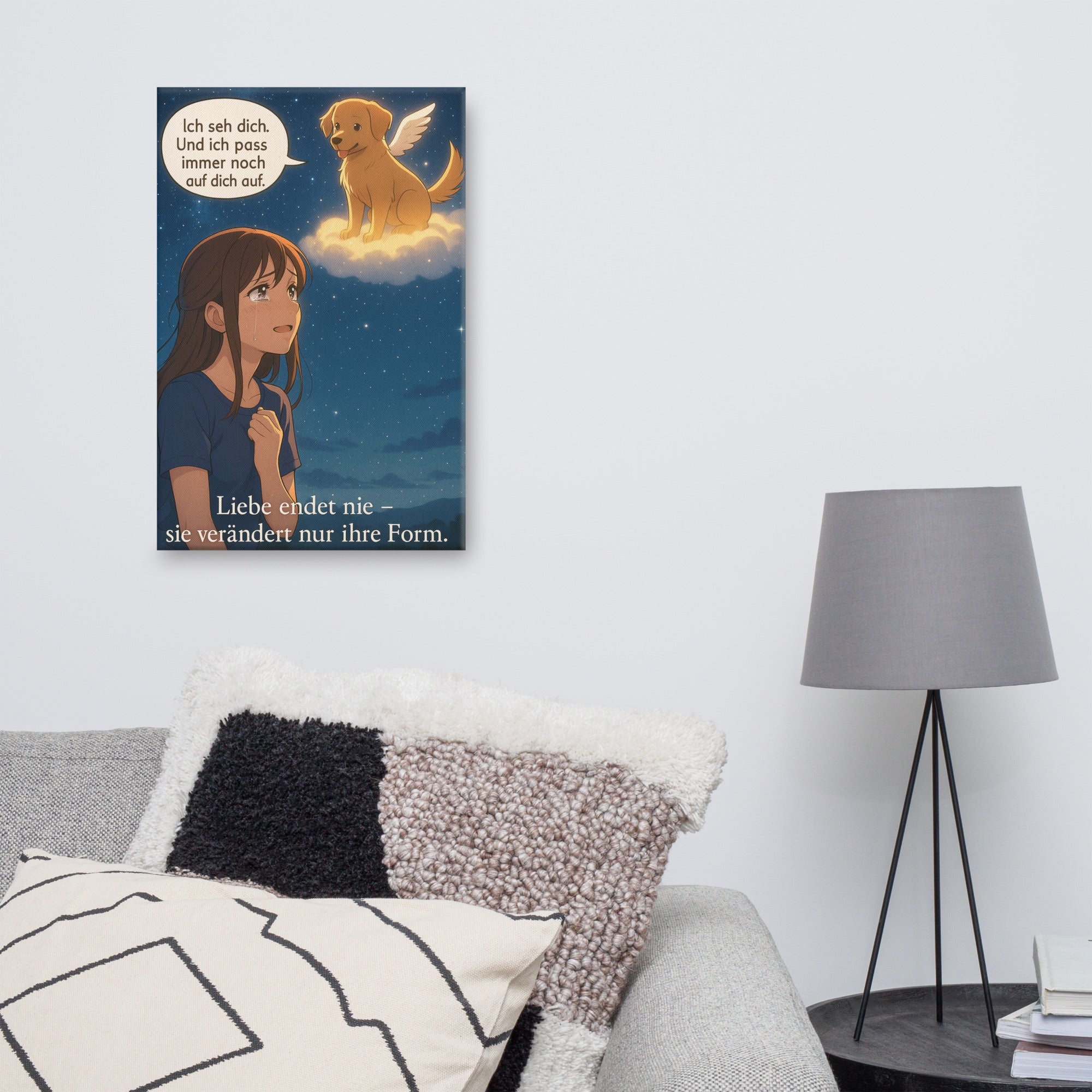 Engelhund – Anime Leinwand 40×60 cm | Liebe endet nie